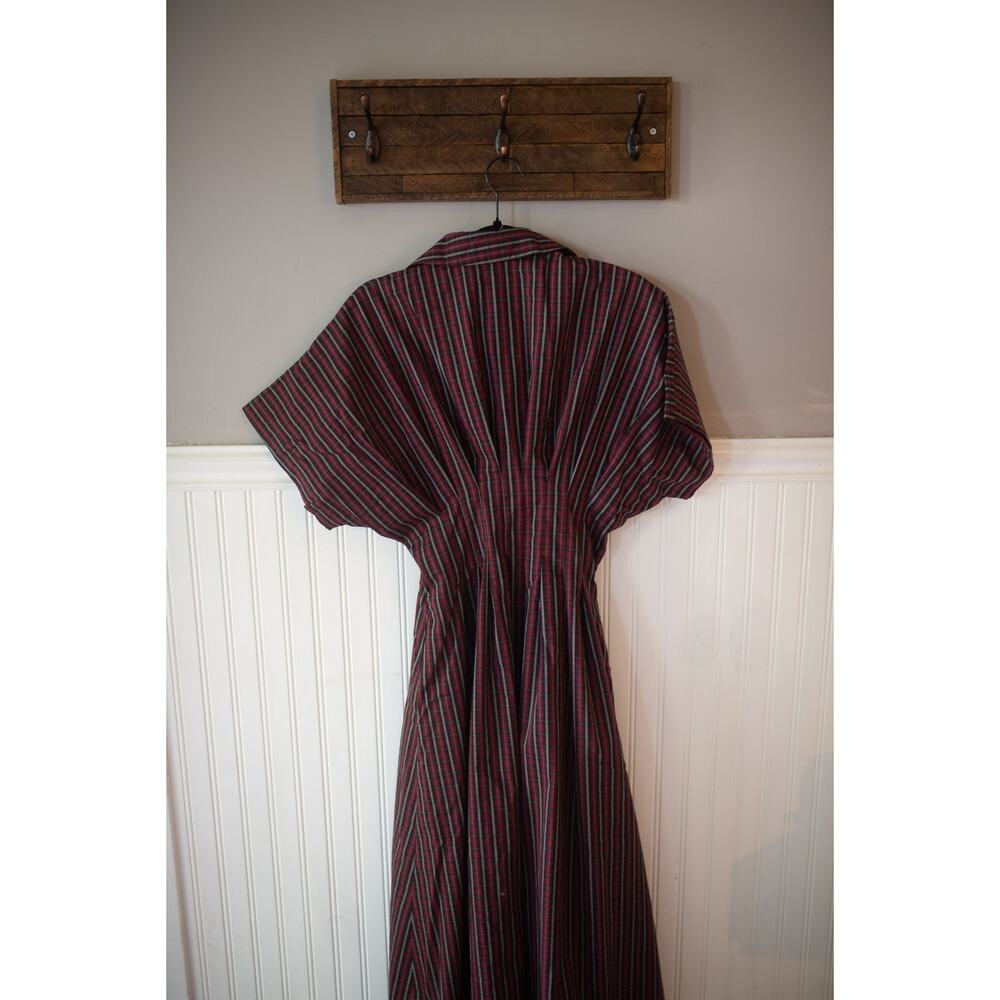 Anthropologie The Tobie Button-Front Pleated Shirt Dress by Exquise Small Plaid - Picture 4 of 4